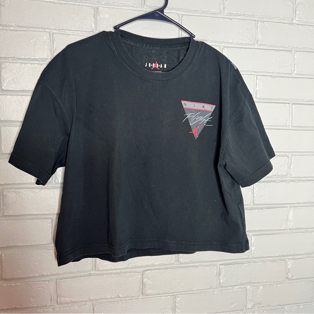 Air Jordan Essential Back Large Printing Loose Sports Short Sleeve Black Medium